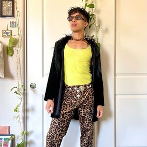 Y2K Black Feather-Lined Cardigan